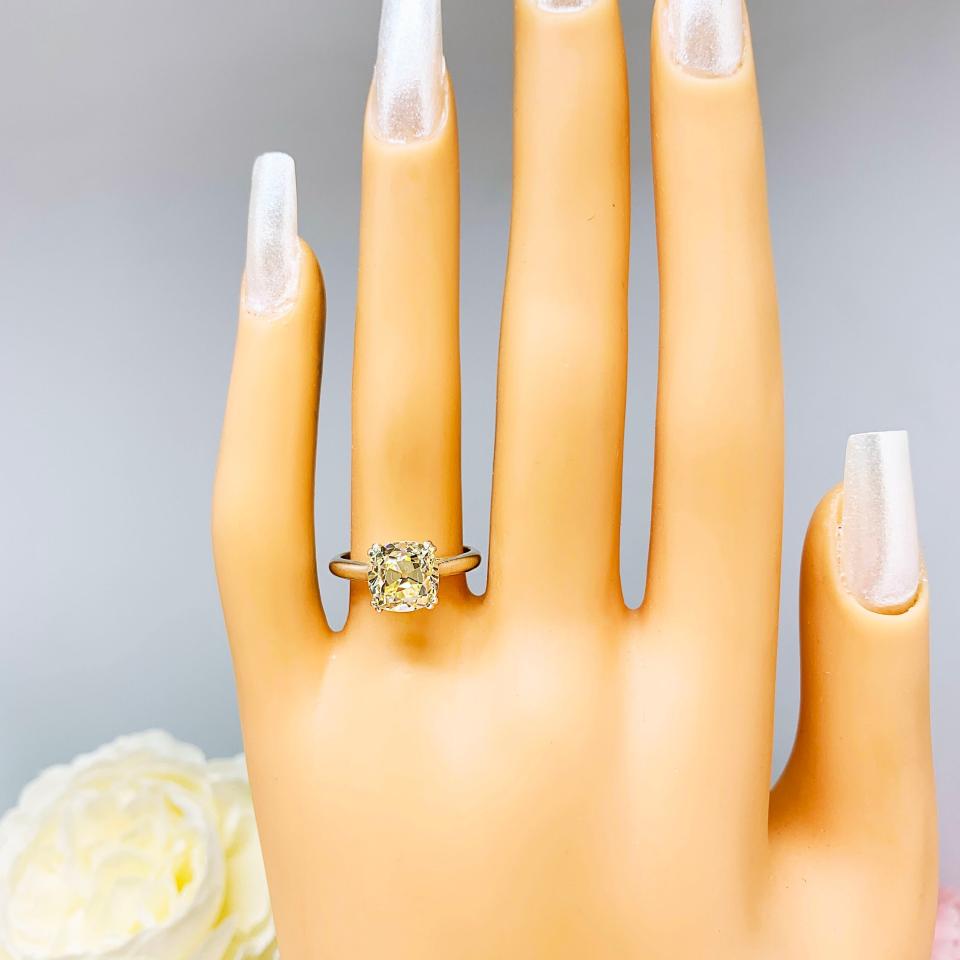 Yellow Old Mine Cut 8mm CZ Engagement Ring