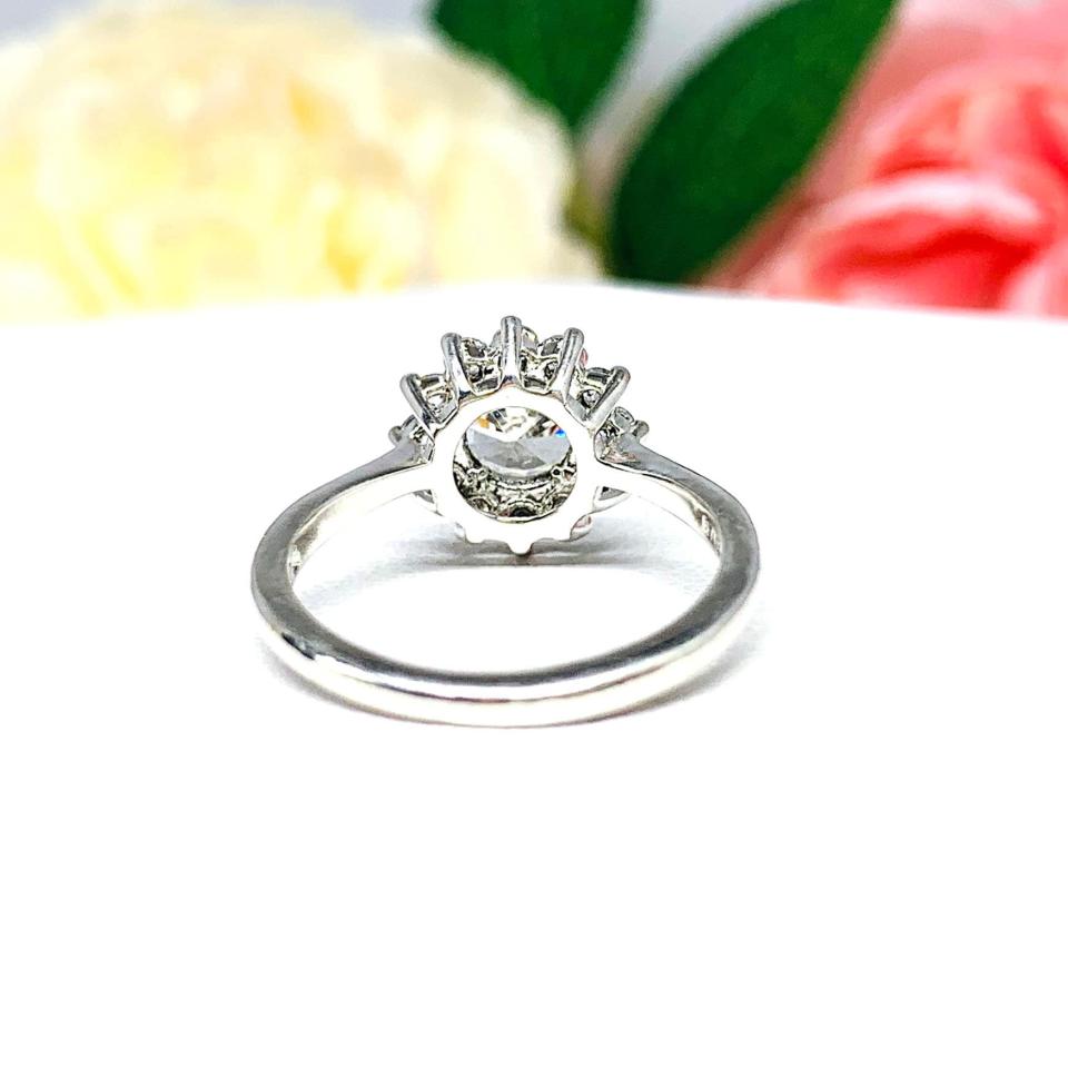 Round CZ Halo Sterling Silver Engagement Ring