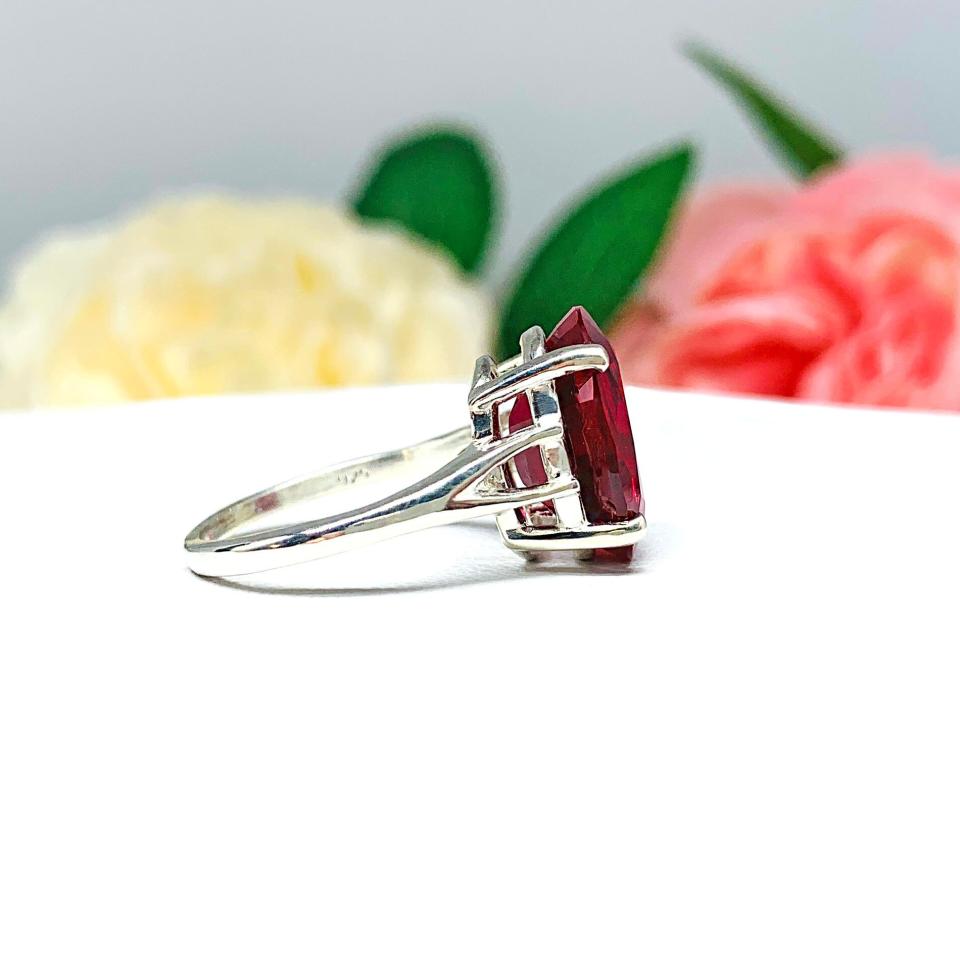 Lab Created Ruby Oval Sterling Silver Ring