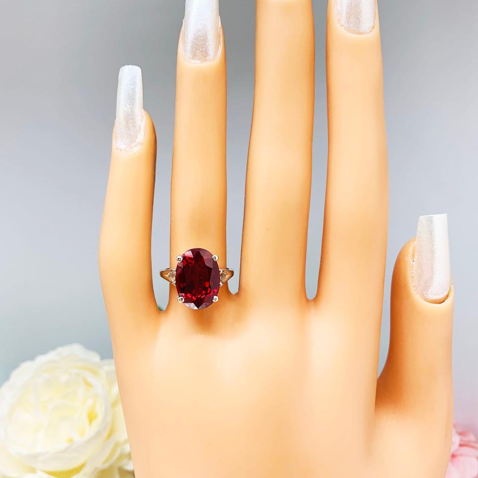 Lab Created Ruby Oval Sterling Silver Ring