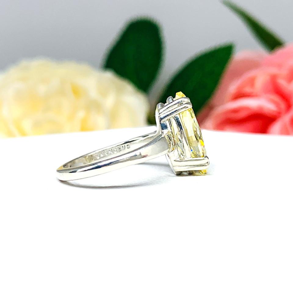 Marquise Canary Yellow CZ Engagement Ring Double Prong Sterling Silver