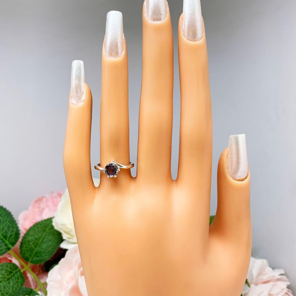 Round Lab Created Alexandrite 6 Prong Ring