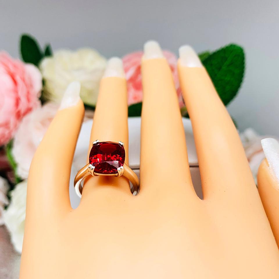 Lab Created Ruby Elongated Cushion Ring 12x10mm Wide Band Low Profile