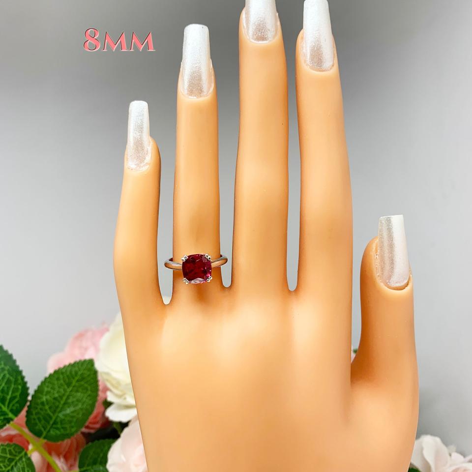Lab Created Ruby Cushion Solitaire Ring