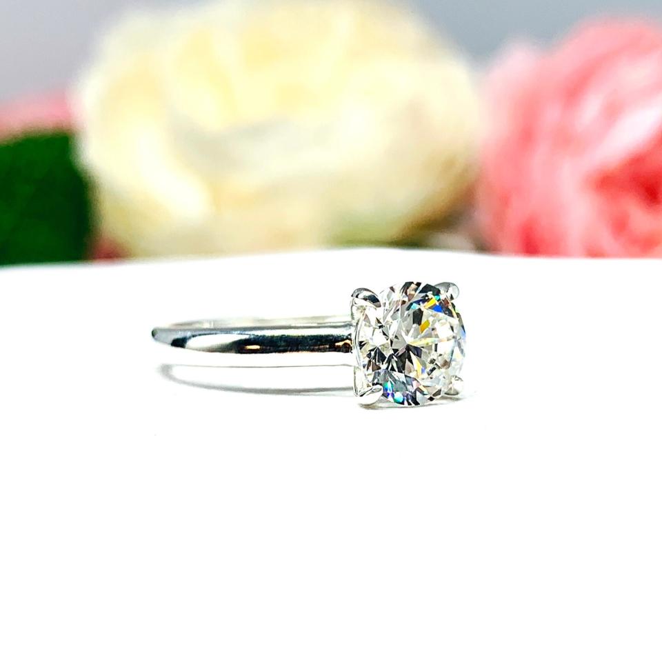 Round CZ Claw Prong Engagement Ring Near Colorless or White CZ