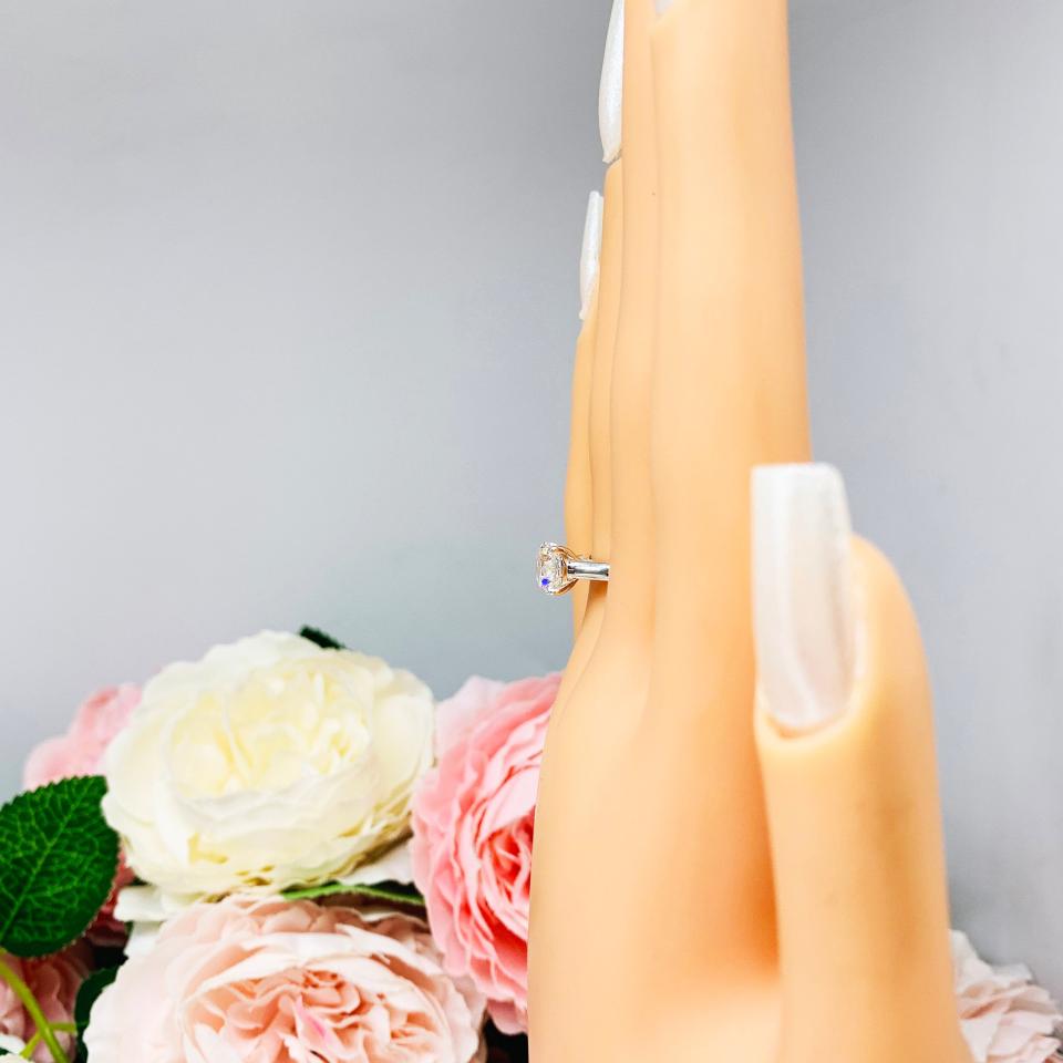 Round CZ Claw Prong Engagement Ring Near Colorless or White CZ