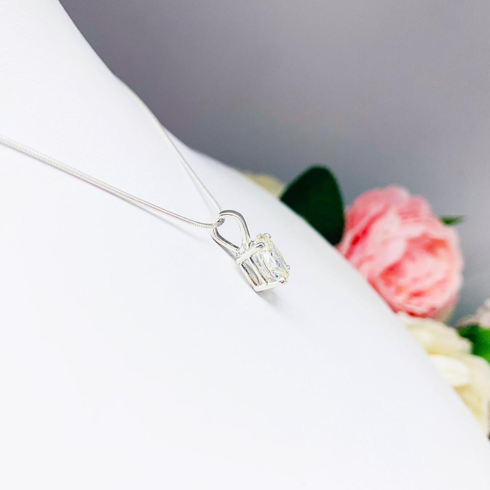 Oval CZ Pendant Sterling Silver Necklace Near Colorless Cubic Zirconia