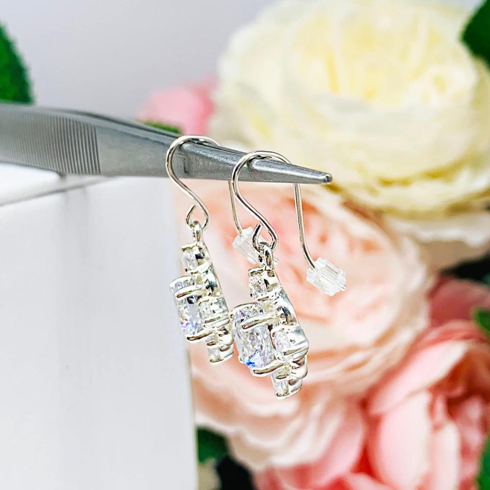 Round CZ Antique Inspired Art Deco Dangle Earrings
