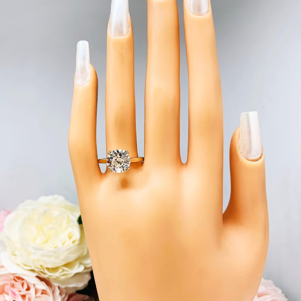 Old European Cut 10mm CZ Engagement Ring Near Colorless CZ
