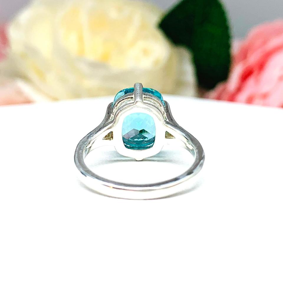 Paraiba Blue Teal Nanocrystal Nanogem Cushion Ring Size 6