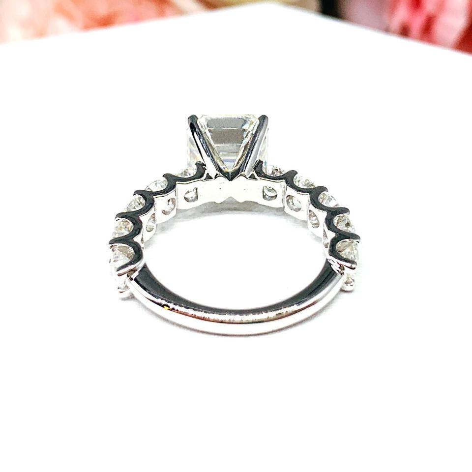 Asscher Moissanite 10k White Gold Engagement Ring Authentic 10mm 5 Carats Size 9.25 FINAL SALE