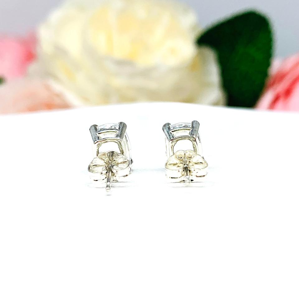 Elongated Cushion Lab White Sapphire Stud Earrings