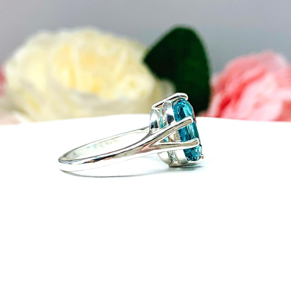 Paraiba Blue Teal Nanocrystal Nanogem Cushion Ring Size 6