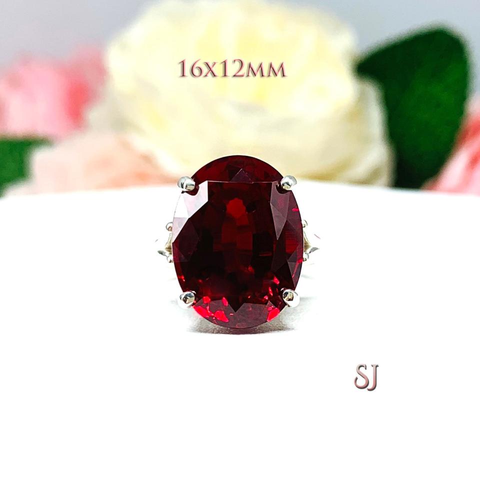 Lab Created Ruby Oval Sterling Silver Ring