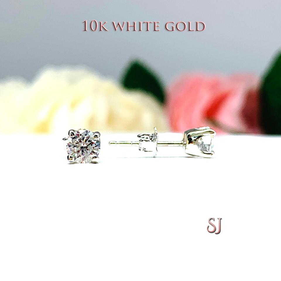 Round Cubic Zirconia Stud Earrings – 4.5mm-7mm, Sterling Silver, 10k Gold