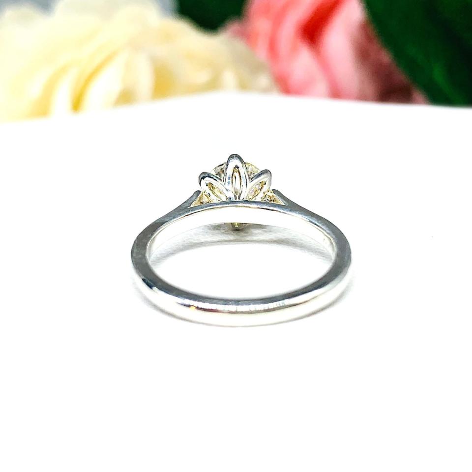 Round Moissanite 6 Prong Engagement Ring - Authentic moissanite - Sterling silver tulip setting