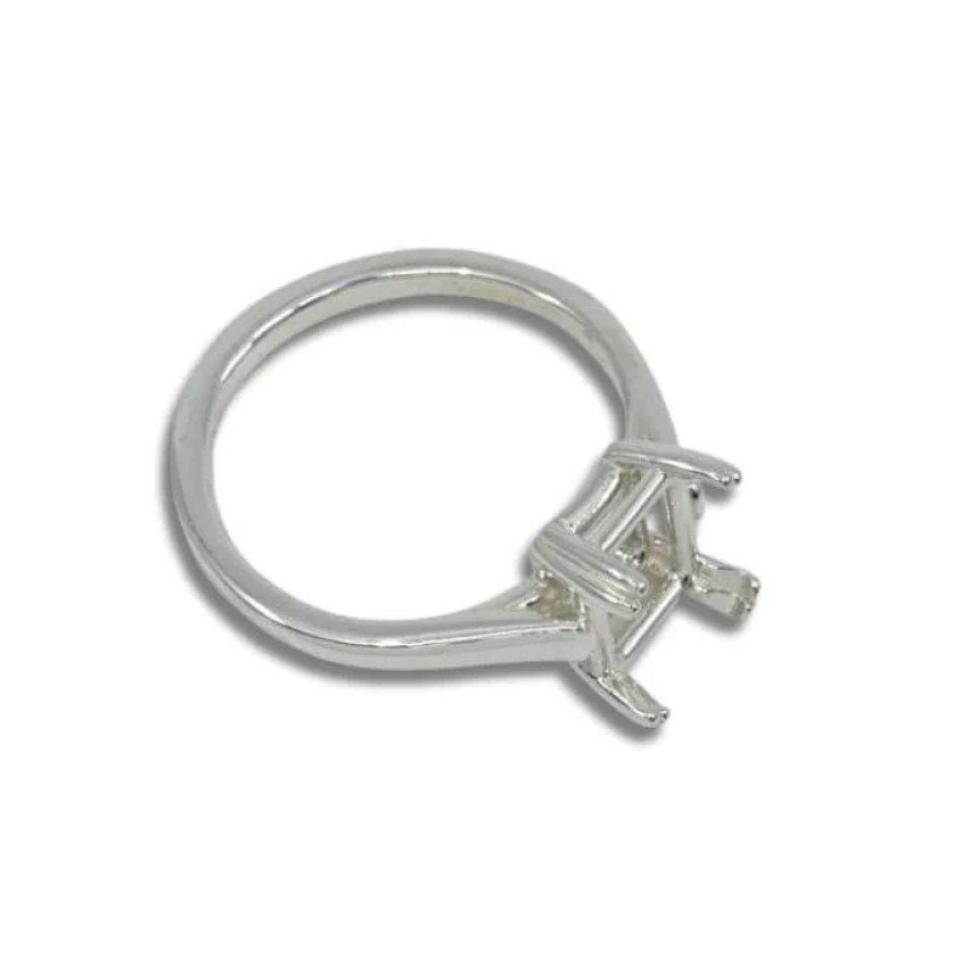 Lab Created Ruby Emerald Cut Ring Double Prong Size 5 Sterling Silver
