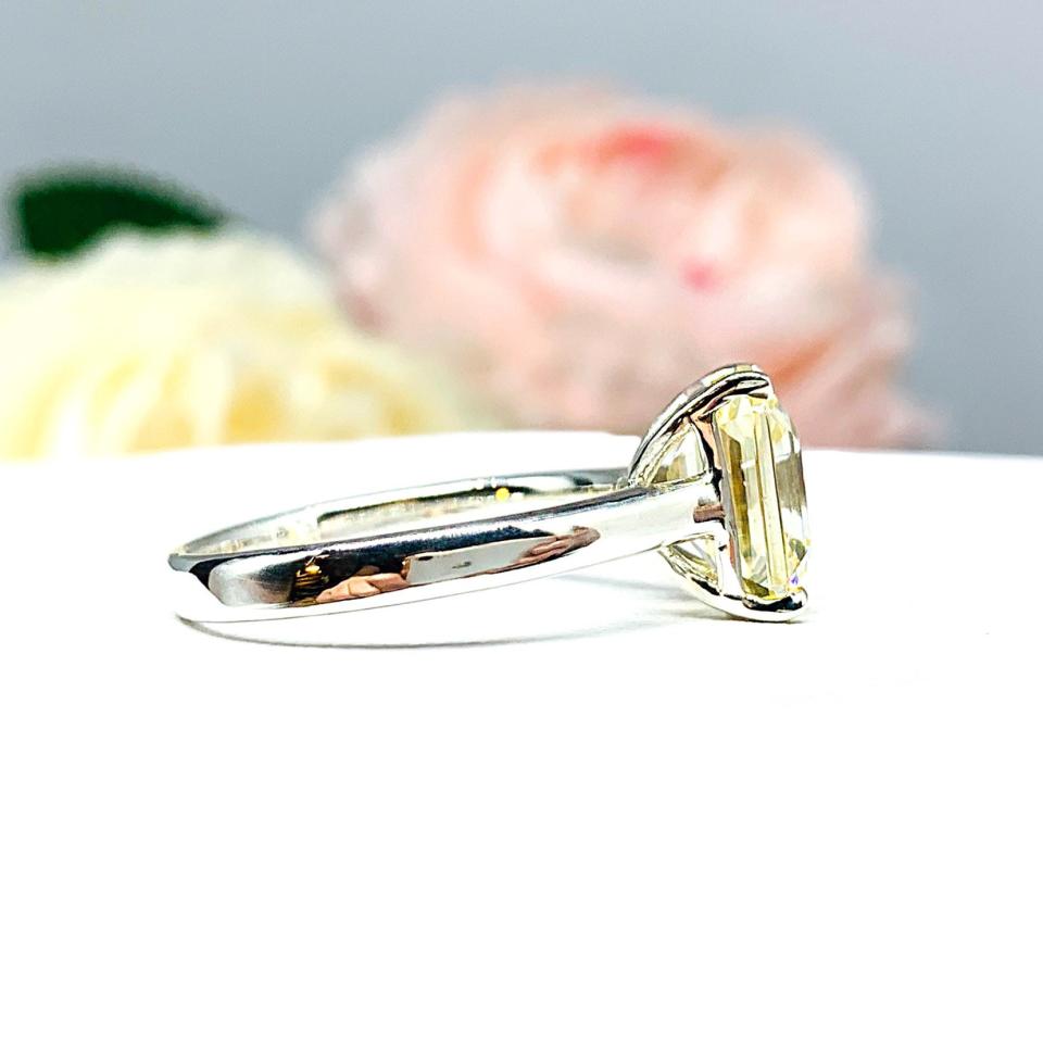 Light Yellow Emerald Cut CZ Engagement Ring Size 5