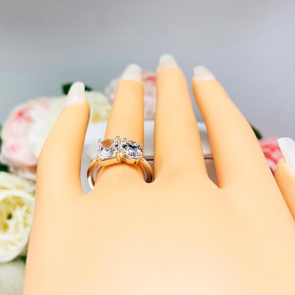 Pear Radiant CZ 2 Stone Engagement RingToi Et Moi You and Me