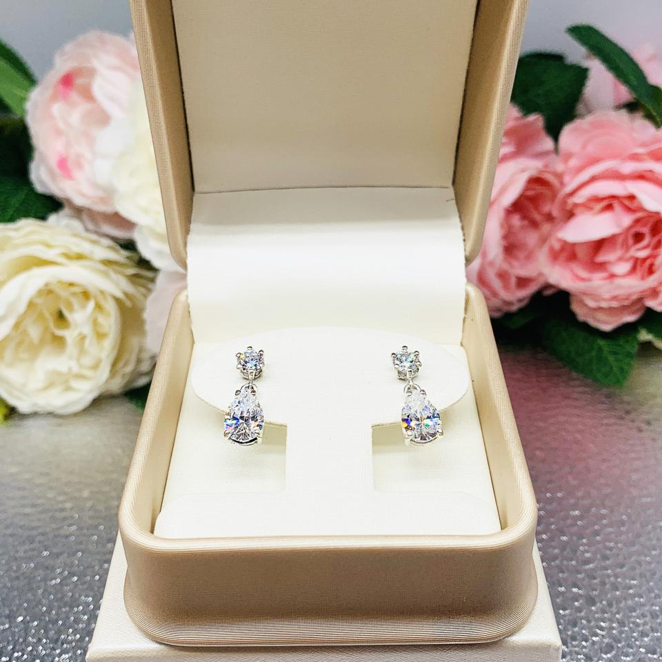 Drop or Hoop Earrings Gift Presentation Box - Shimmer champagne color - Includes ivory color outer box