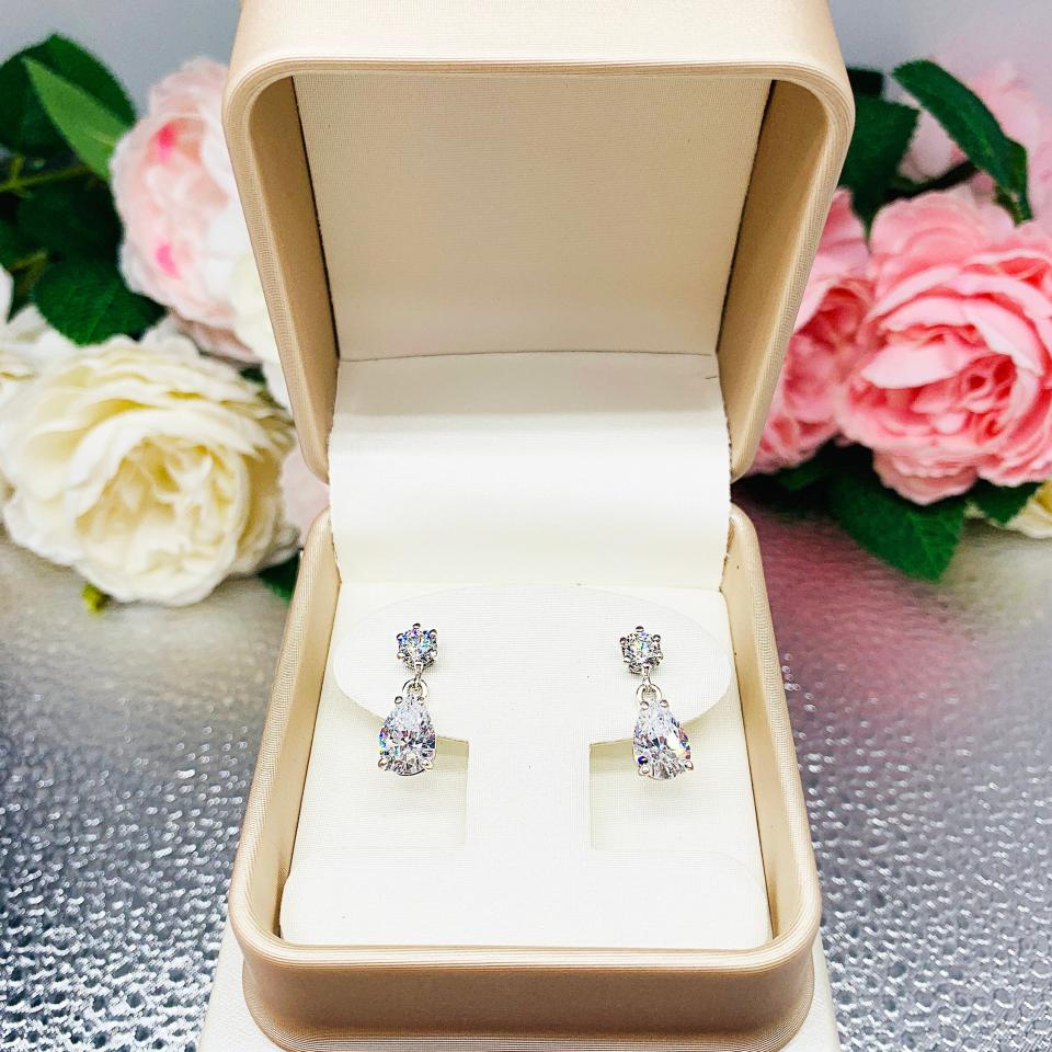 Drop or Hoop Earrings Gift Presentation Box - Shimmer champagne color - Includes ivory color outer box
