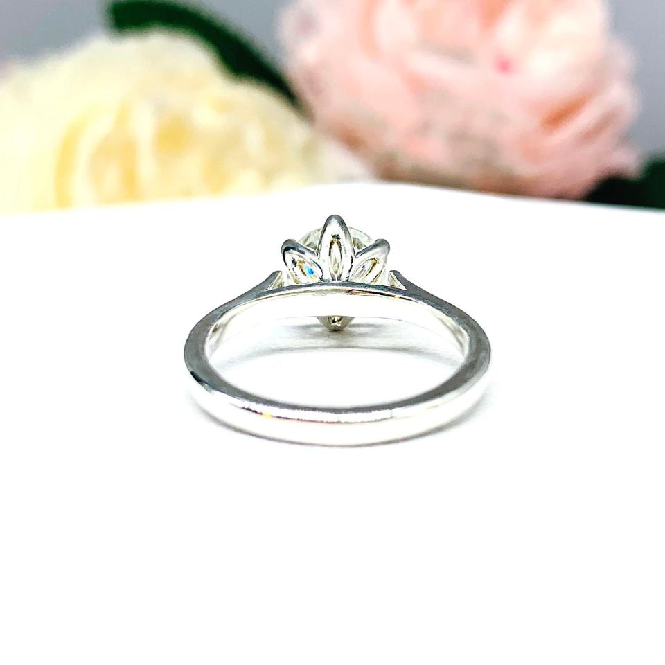 Round Near Colorless CZ Tulip Cathedral Engagement Ring