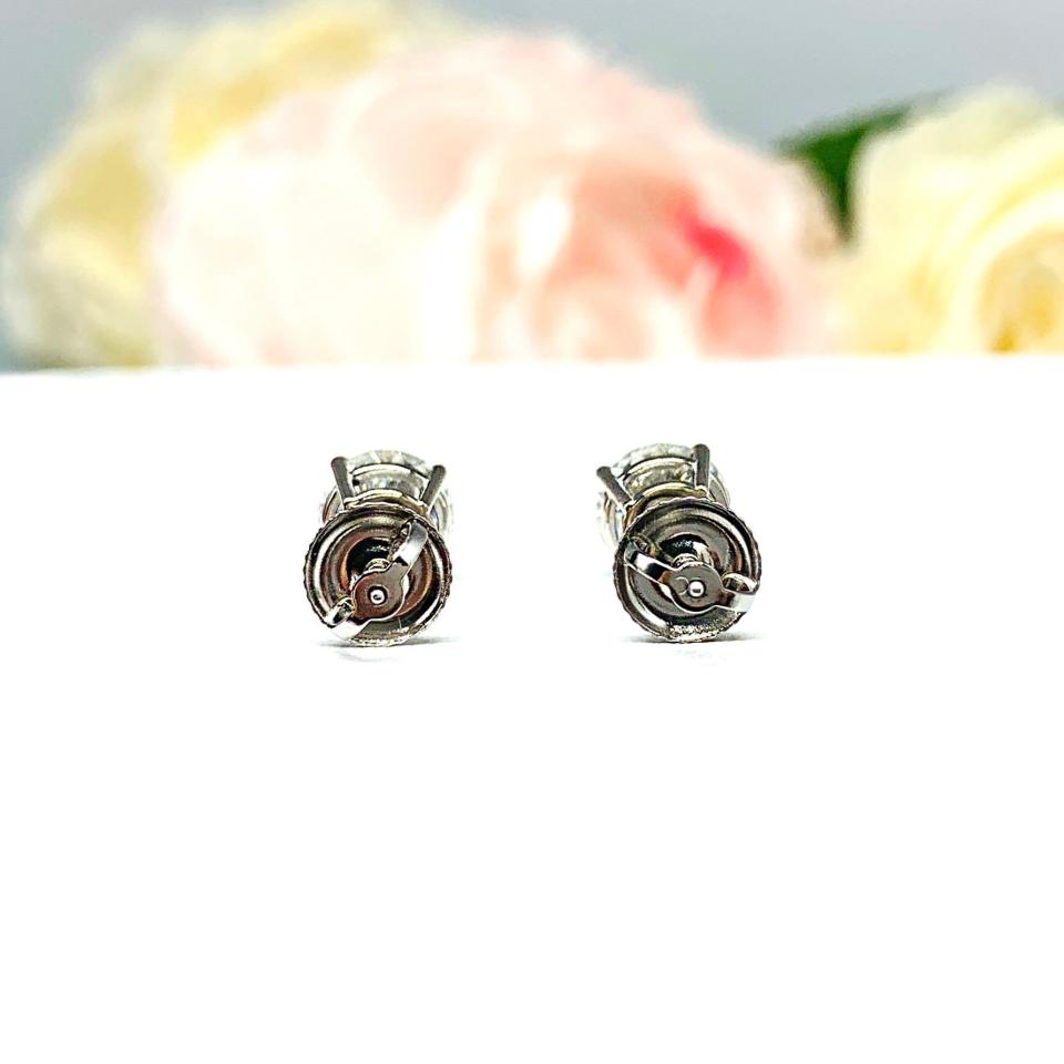 Round Portuguese Cut Moissanite Stud Earrings - 14k white gold screw back settings - Authentic stones 2 ct total -   FREE 3RD DAY UPS