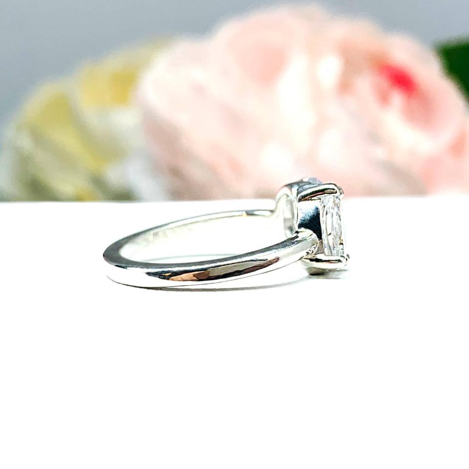 Pear Oval CZ 2 Stone Engagement Ring Toi Et Moi You and Me