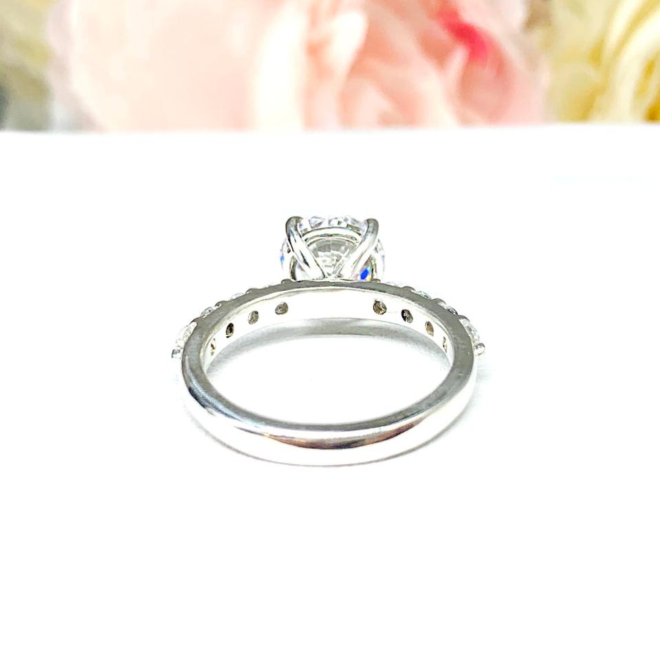 Round CZ Sterling Silver Pave Engagement Ring Optional Matching Band