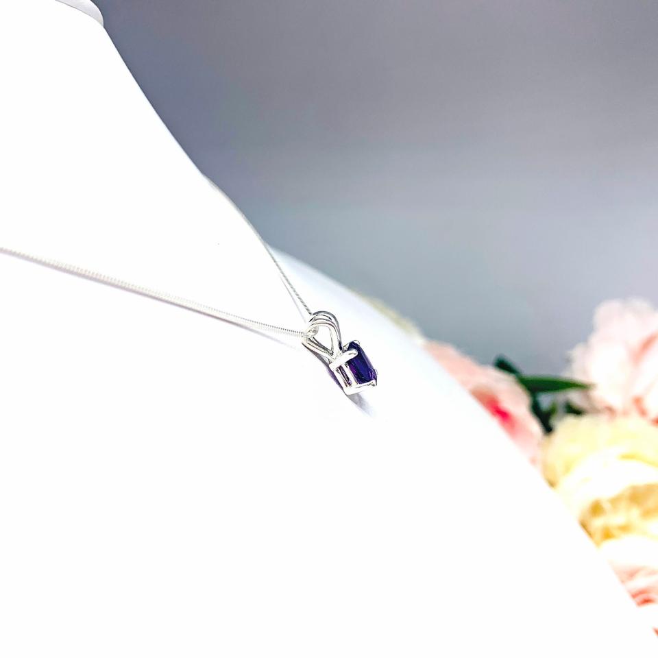 African Amethyst Oval Sterling Silver Pendant Natural Necklace February Birthstone