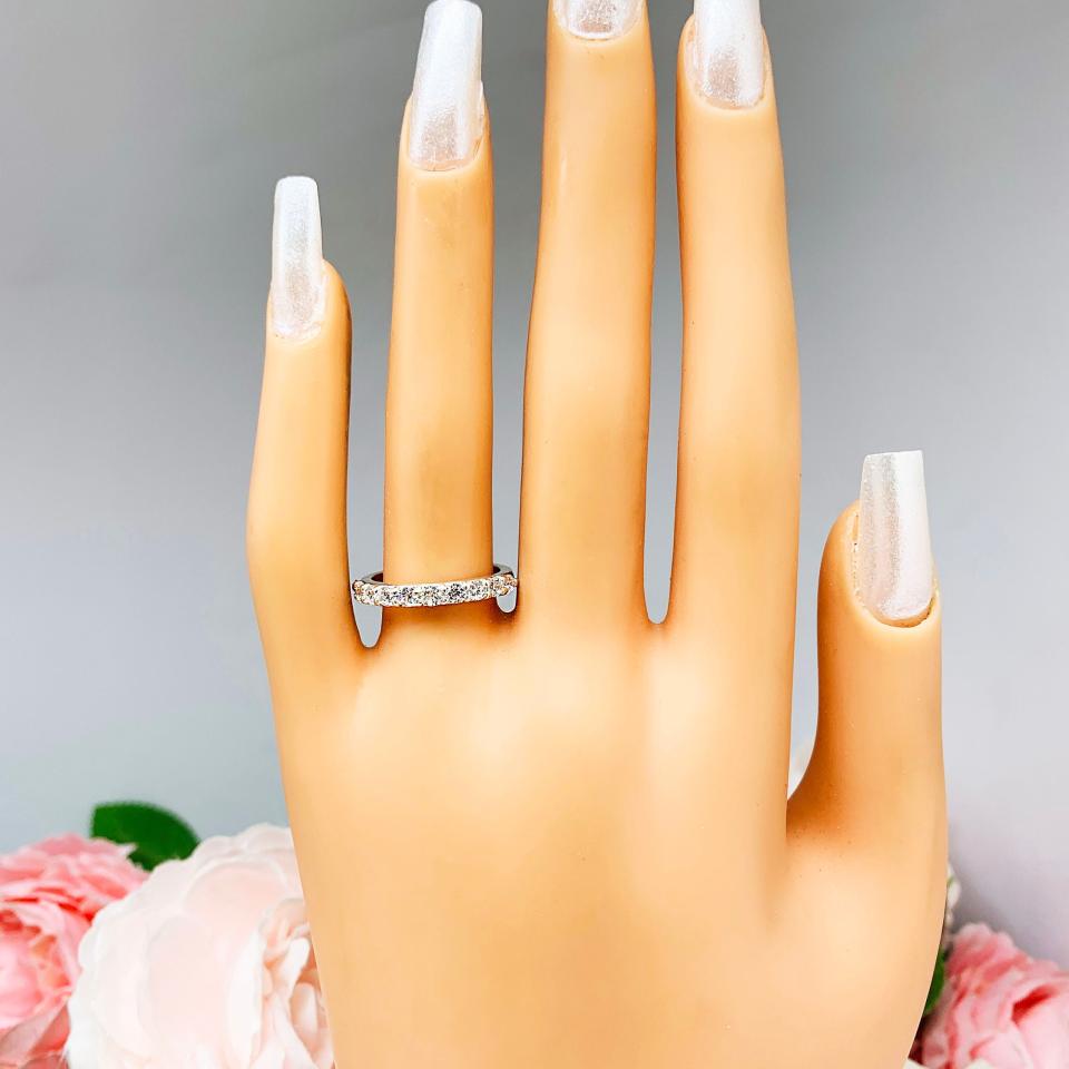 Round CZ Wedding Band Half Eternity 2.5mm 10 Stone