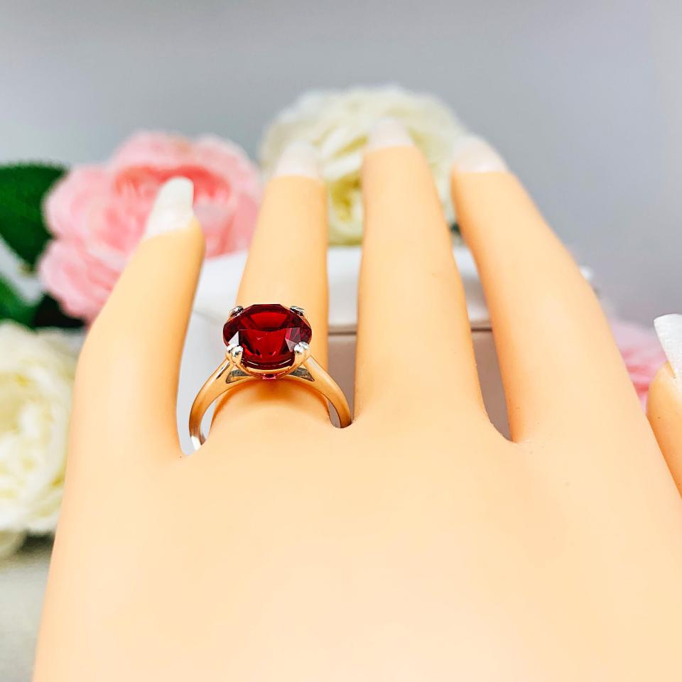 Round Lab Created Ruby Solitaire Ring Sterling Silver