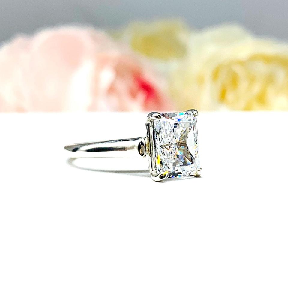 Radiant CZ Engagement Ring Cathedral Setting
