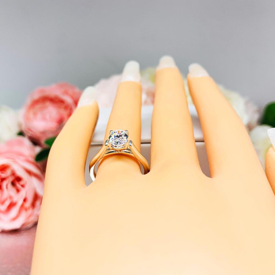 Oval CZ Sterling Silver Cathedral Engagement Ring