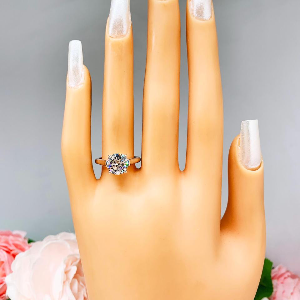 Round CZ Sterling Silver Engagement Ring Basket Cathedral Setting