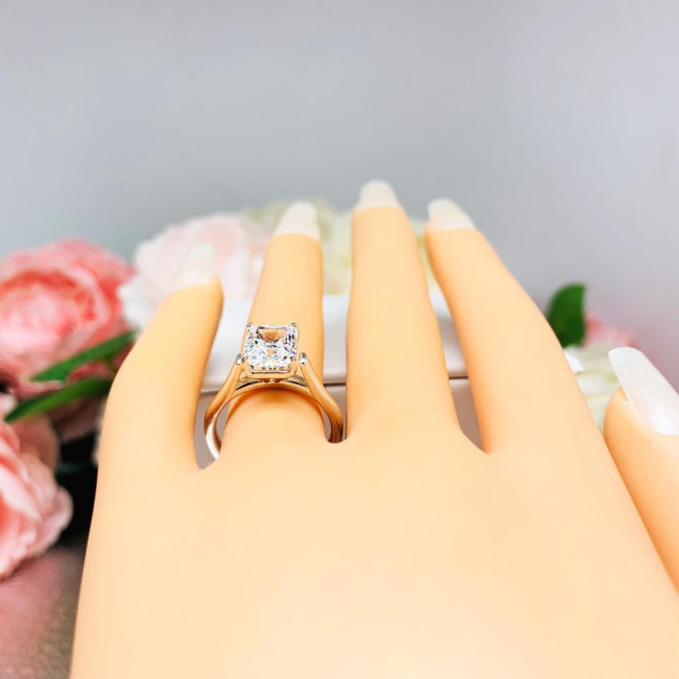 Radiant CZ Engagement Ring Cathedral Setting