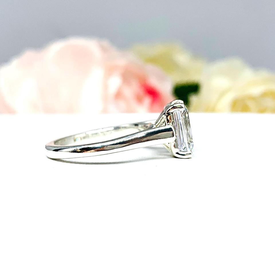 Emerald CZ Engagement Ring Cathedral Setting