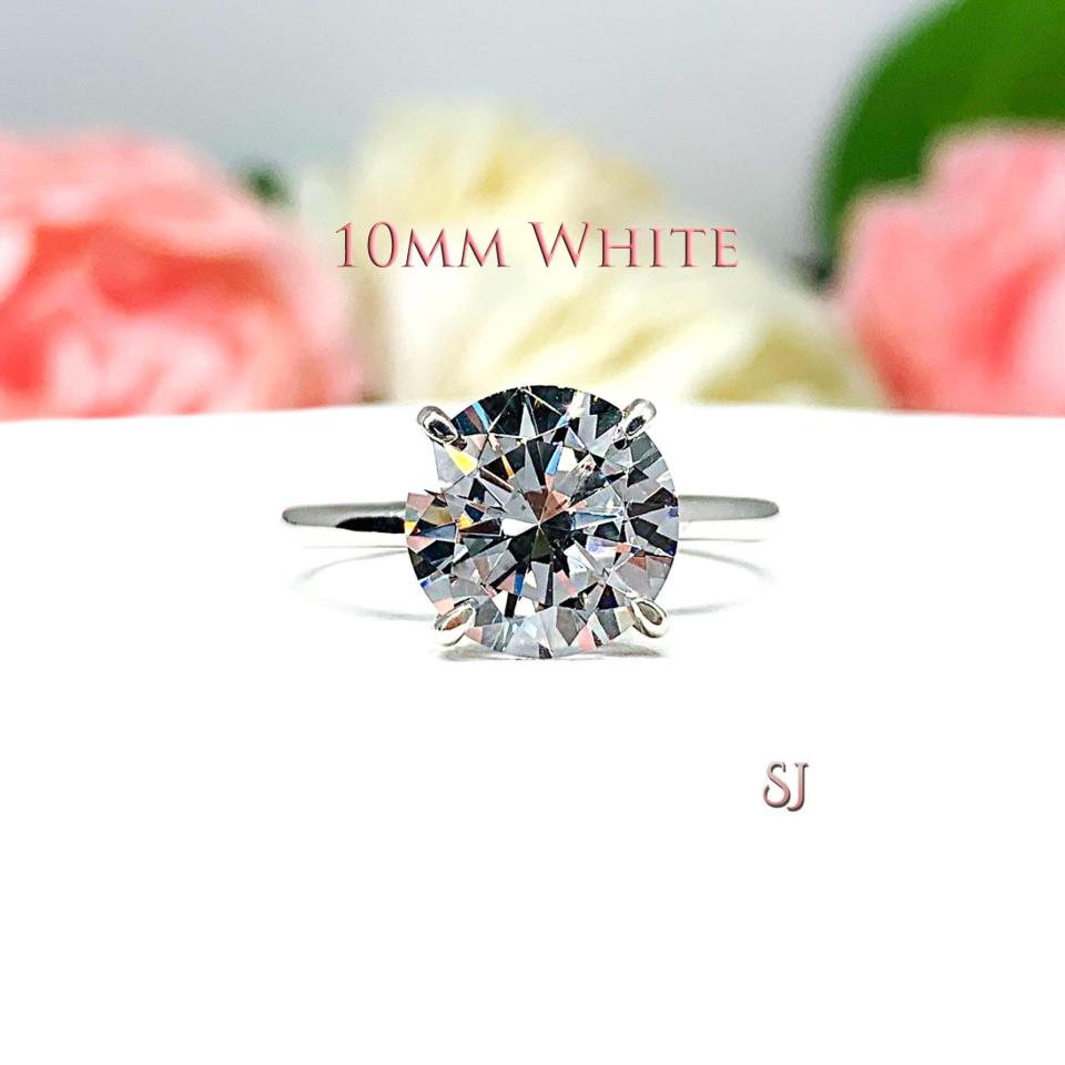 Round CZ Claw Prong Engagement Ring Near Colorless or White CZ
