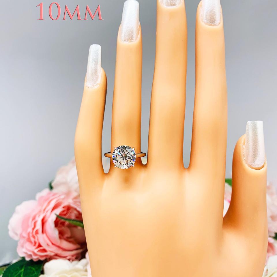 Round CZ Claw Prong Engagement Ring Near Colorless or White CZ