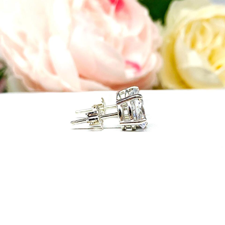Oval Cubic Zirconia Sterling Silver Stud Earrings