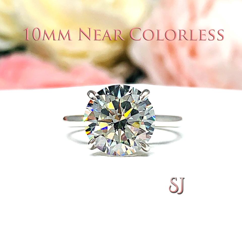 Round CZ Claw Prong Engagement Ring Near Colorless or White CZ