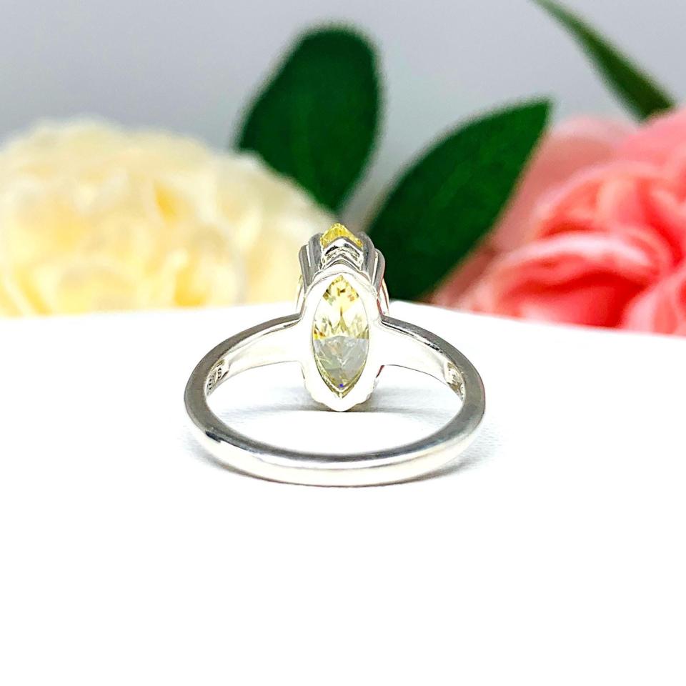 Canary Yellow Marquise CZ Engagement Ring Size 6 – 14x7mm, Sterling Silver
