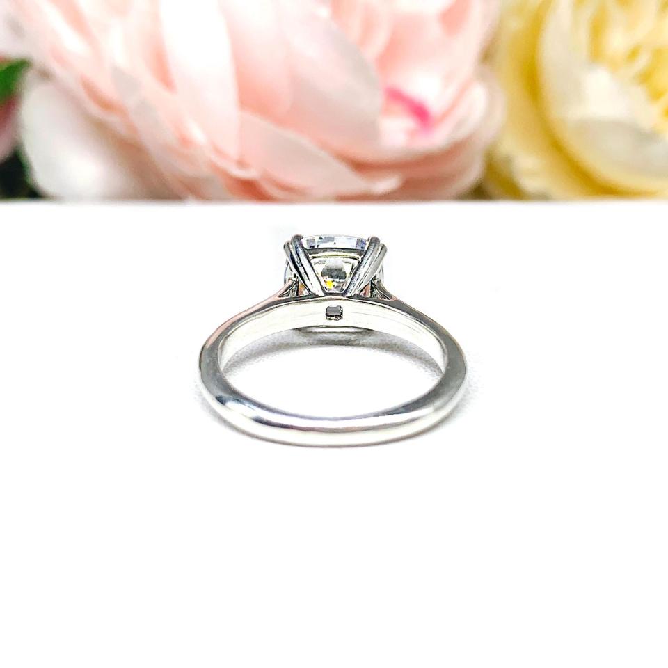 Old Mine Cut 8mm CZ Split Prong Engagement Ring
