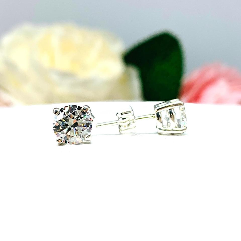 Round-Cut CZ Stud Earrings • 5mm—8mm, Sterling Silver