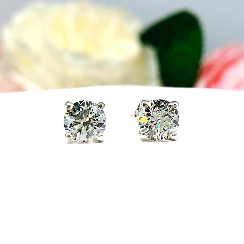 Round-Cut CZ Stud Earrings • 5mm—8mm, Sterling Silver