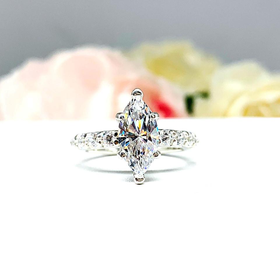 Marquise Cubic Zirconia Pave Bridal Ring Set – 10x5mm - 14x7mm, Sterling Silver