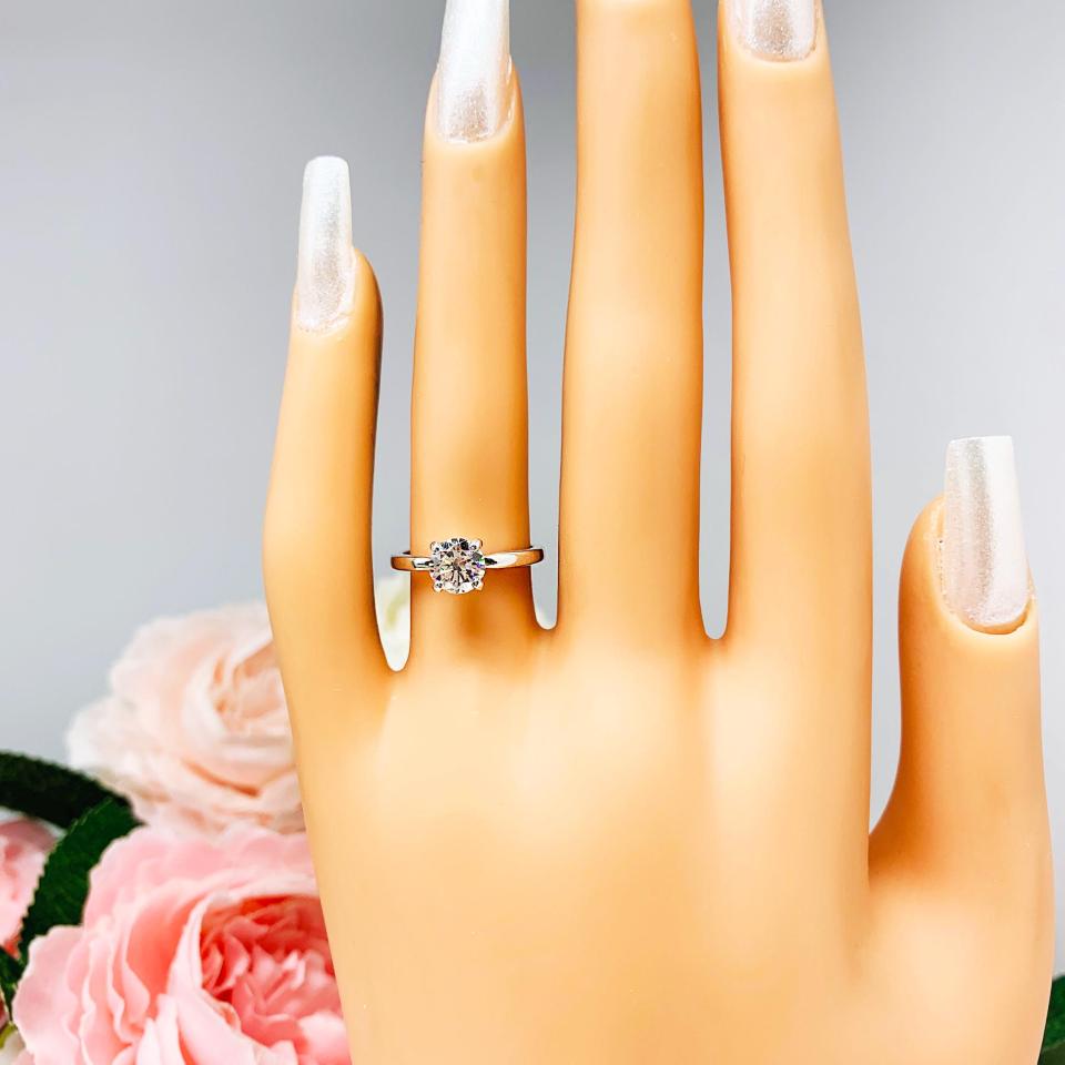 Round Cubic Zirconia Engagement Ring – 5mm-9mm, Sterling Silver