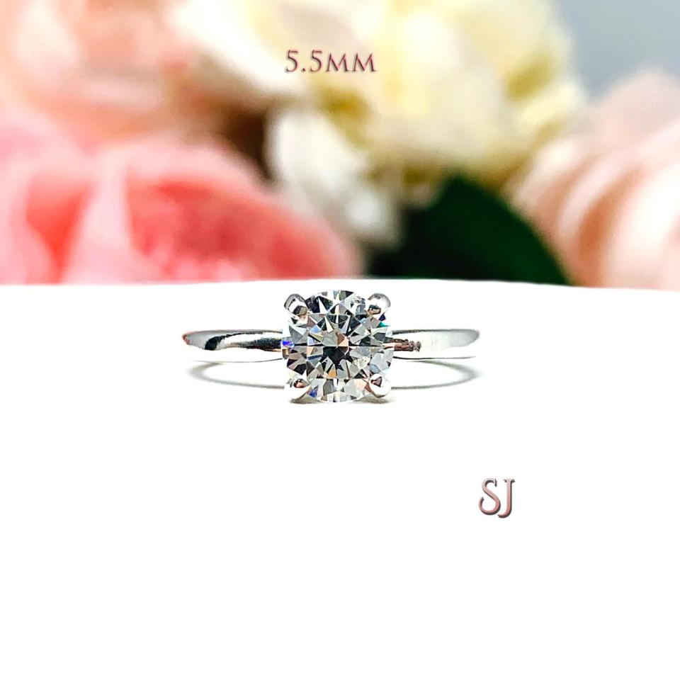 Round Cubic Zirconia Engagement Ring – 5mm-9mm, Sterling Silver