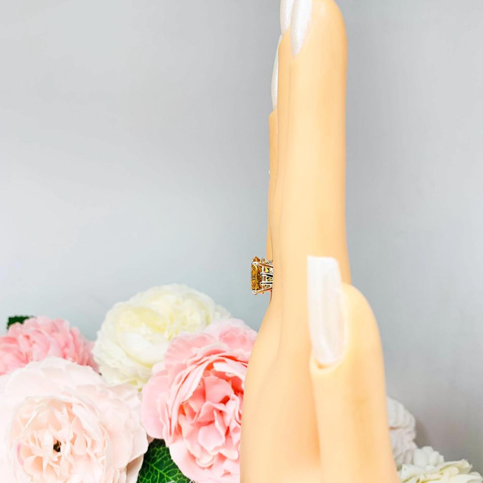 Genuine Golden Citrine Oval Ring – 12x10mm, Sterling Silver