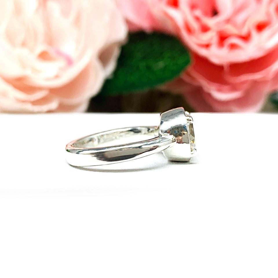 White Topaz Round Engagement Ring – 6mm - 10mm, Sterling Silver, Bezel